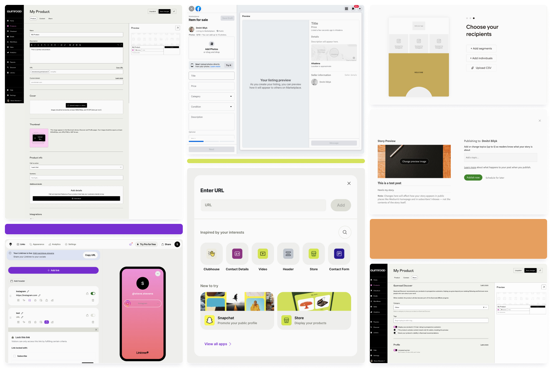 Grid of competitors that had some element of the ItList editor experience we wanted to build.