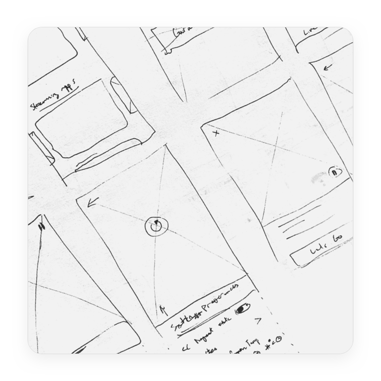 Hand-drawn sketches created as part of a crazy-eights exercise.